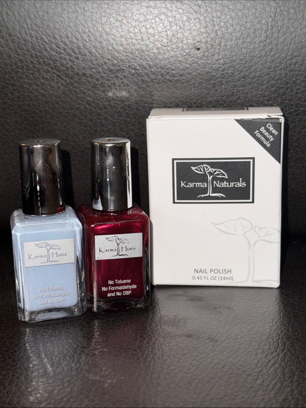 Karma Naturals Women’s Nail Polish Duo — Light Blue & Deep Red